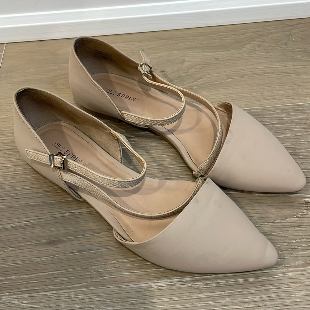 Blush pink strappy flats